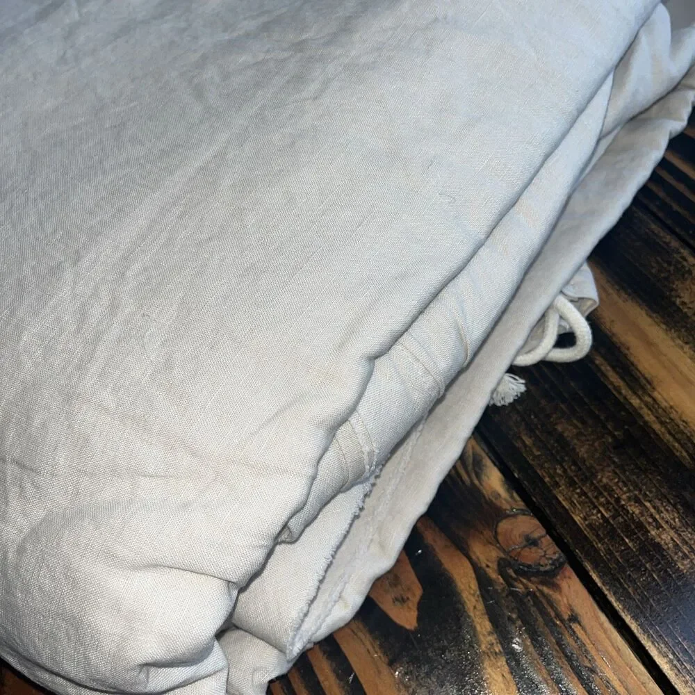 European Linen Double Flange Duvet Cover Set, King/Cal King, Sand